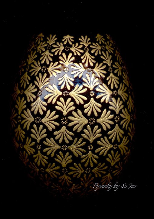 Golden Leaves Chiyogami Ukrainian Style Easter Egg Pysanky By So Jeo